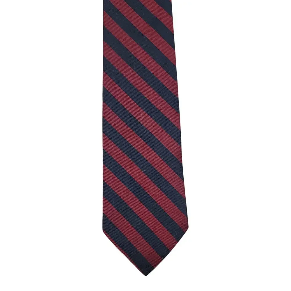 Vintage Brooks Brothers Makers Silk Tie USA Burgundy Navy Repp Stripe Vintage